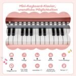 25 klavišų elektrinis pianinas vaikams su mikrofonu ir kėdute (Rožinė) – Paveikslėlis 4