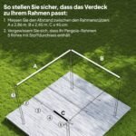 2,85 x 2 m pakaitinis sodo paviljono stogas su UV apsauga