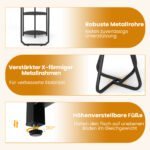 3 dalių pramoninio stiliaus valgomojo stalas su 2 kėdutėmis ir lentynomis (Juoda) – Paveikslėlis 3