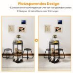 3 dalių pramoninio stiliaus valgomojo stalas su 2 kėdutėmis ir lentynomis (Juoda) – Paveikslėlis 4