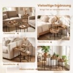 3 dalių Boho stiliaus apvalių šoninių staliukų komplektas (Natūrali)