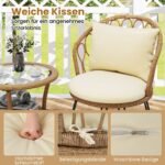 3 dalių ratano bistro rinkinys su pagalvėlėmis ir dviejų aukštų stalu (Smėlio) – Paveikslėlis 3