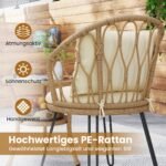 3 dalių ratano bistro rinkinys su pagalvėlėmis ir dviejų aukštų stalu (Smėlio) – Paveikslėlis 4