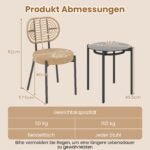 3 dalių lauko bistro baldų komplektas su PE ratanu ir grūdinto stiklo staliuku (Ruda) – Paveikslėlis 2