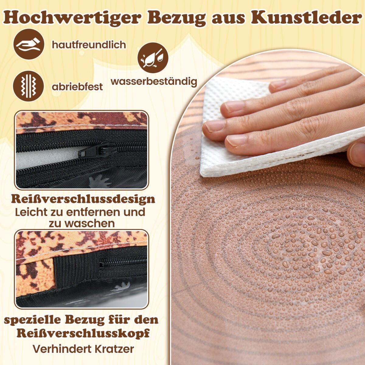 3 dalių vaikiškų medžio rašto pufų rinkinys skirtingų aukščių (Ruda) – Paveikslėlis 4