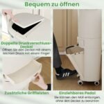 3 lygių rūšiavimo šiukšliadėžė su nuimamais skyriais ir ratukais (Smėlio) – Paveikslėlis 4