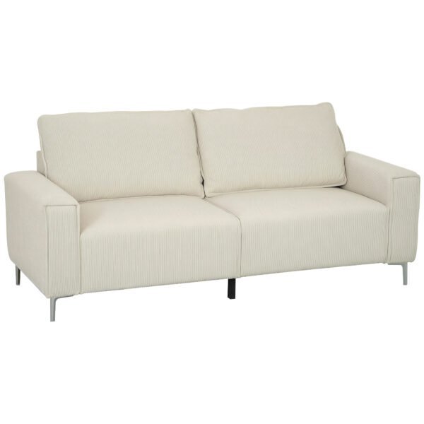 3-vietė sofa su kordo apmušalu ir nugaros pagalvėlėmis