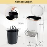 Virtuvės šiukšliadėžė su atliekų rūšiavimo sistema pedaliniu atidarymu ir ratukais 38L  (Balta) – Paveikslėlis 2