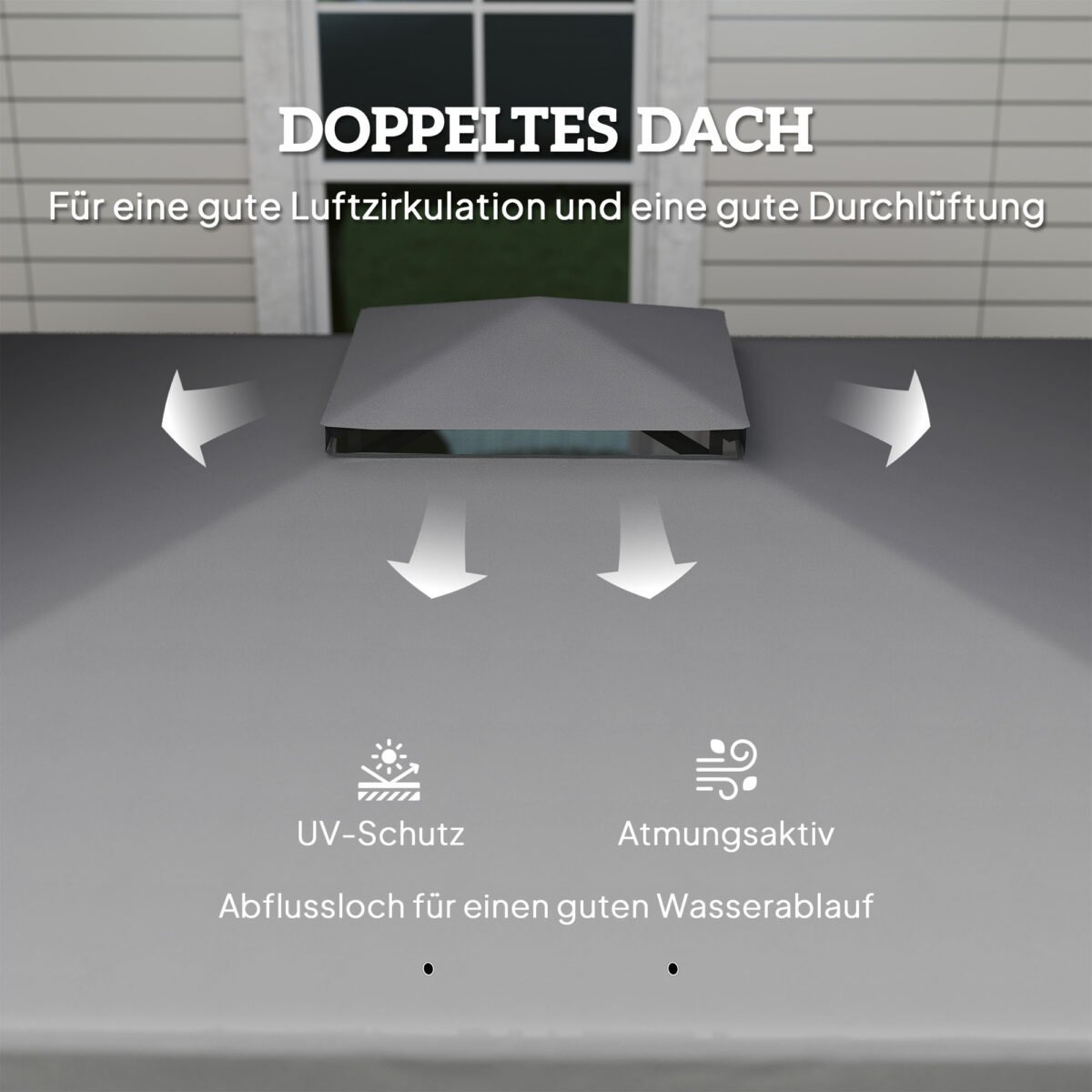 3x3m Sodo pavėsinė su dvigubu stogu ir privatumo užuolaidomis – Paveikslėlis 4