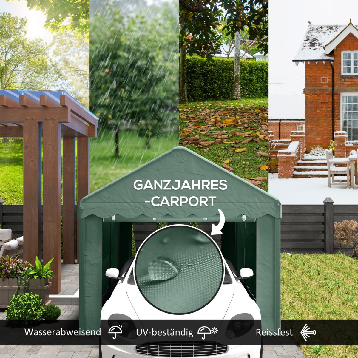 3x6 m Nešiojama stoginė automobiliui su 2 įėjimais – Paveikslėlis 4