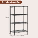 4 aukštų metalinė sunkiasvorė lentyna su reguliuojamais skyriais (Juoda)