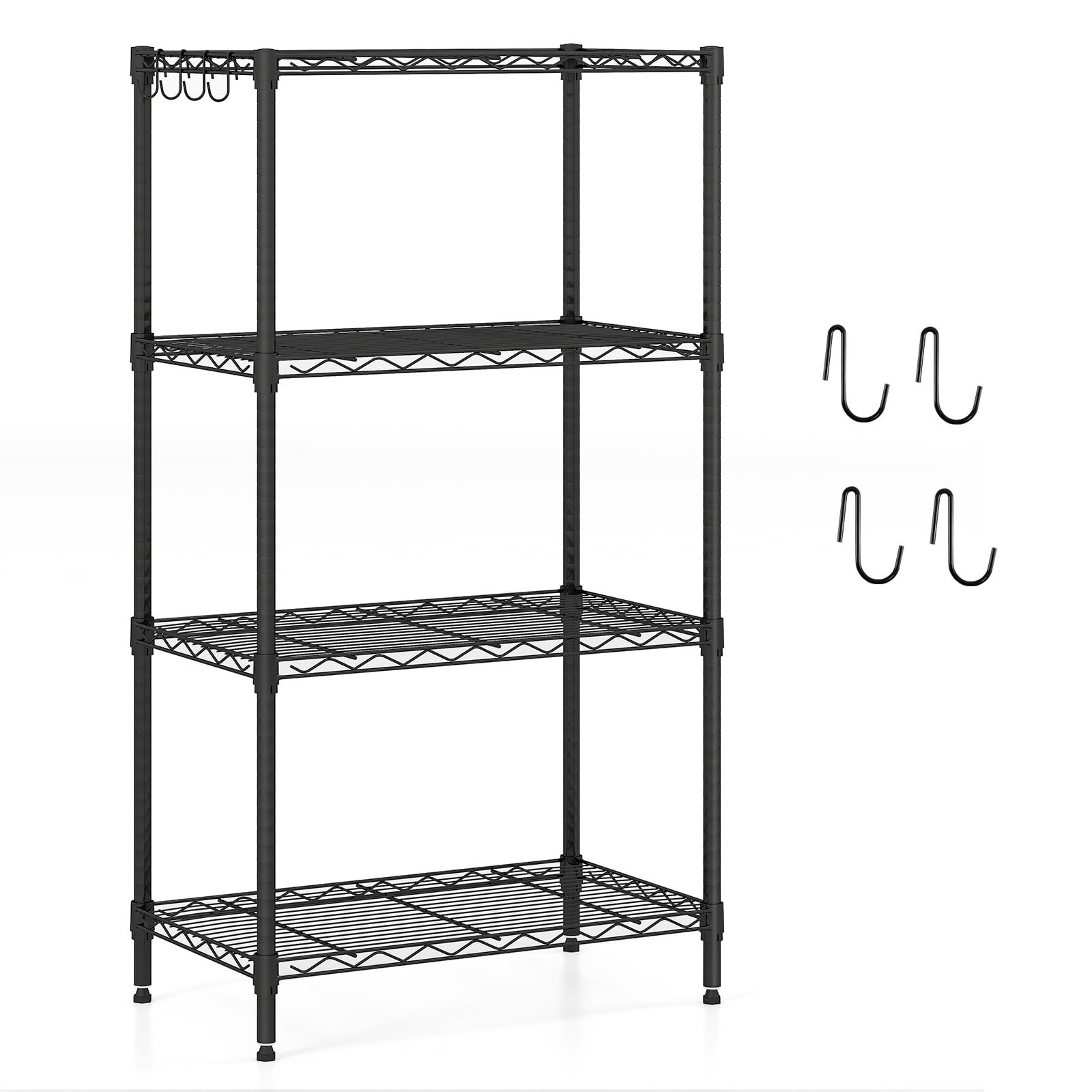 4 aukštų metalinė sunkiasvorė lentyna su reguliuojamais skyriais (Juoda)