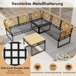 4 dalių L formos lauko sofos komplektas su akacijos medžio detalėmis (Smėlio) – Paveikslėlis 4