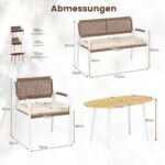 4 dalių ratano sodo baldų komplektas su stikliniu stalu (Smėlio) – Paveikslėlis 2