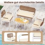 4 dalių ratano sodo baldų komplektas su stikliniu stalu (Smėlio) – Paveikslėlis 3