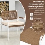 4 dalių ratano sodo baldų komplektas su stikliniu stalu (Smėlio) – Paveikslėlis 4