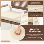 4 dalių ratano sodo baldų komplektas su stikliniu stalu (Smėlio) – Paveikslėlis 5