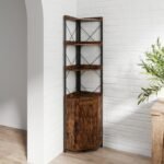 5 aukštų kampinė lentyna su integruota daiktadėže (Rustikinė ruda) – Paveikslėlis 3
