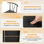 5 dalių valgomojo komplektas: pramoninio stiliaus stalas ir 4 paminkštintos kėdės (Juoda) – Paveikslėlis 4