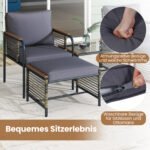 5 dalių lauko baldų ratano komplektas su stalu ir pufais (Pilka) – Paveikslėlis 3