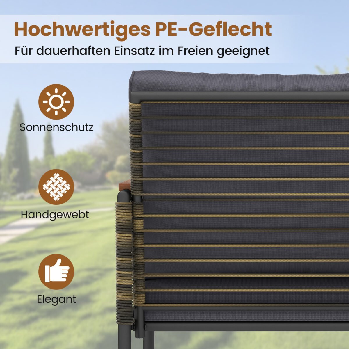 5 dalių lauko baldų ratano komplektas su stalu ir pufais (Pilka) – Paveikslėlis 5