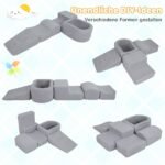 5 dalių minkštų putplasčio kaladėlių rinkinys su kamuoliukų baseinu (Pilka) – Paveikslėlis 3