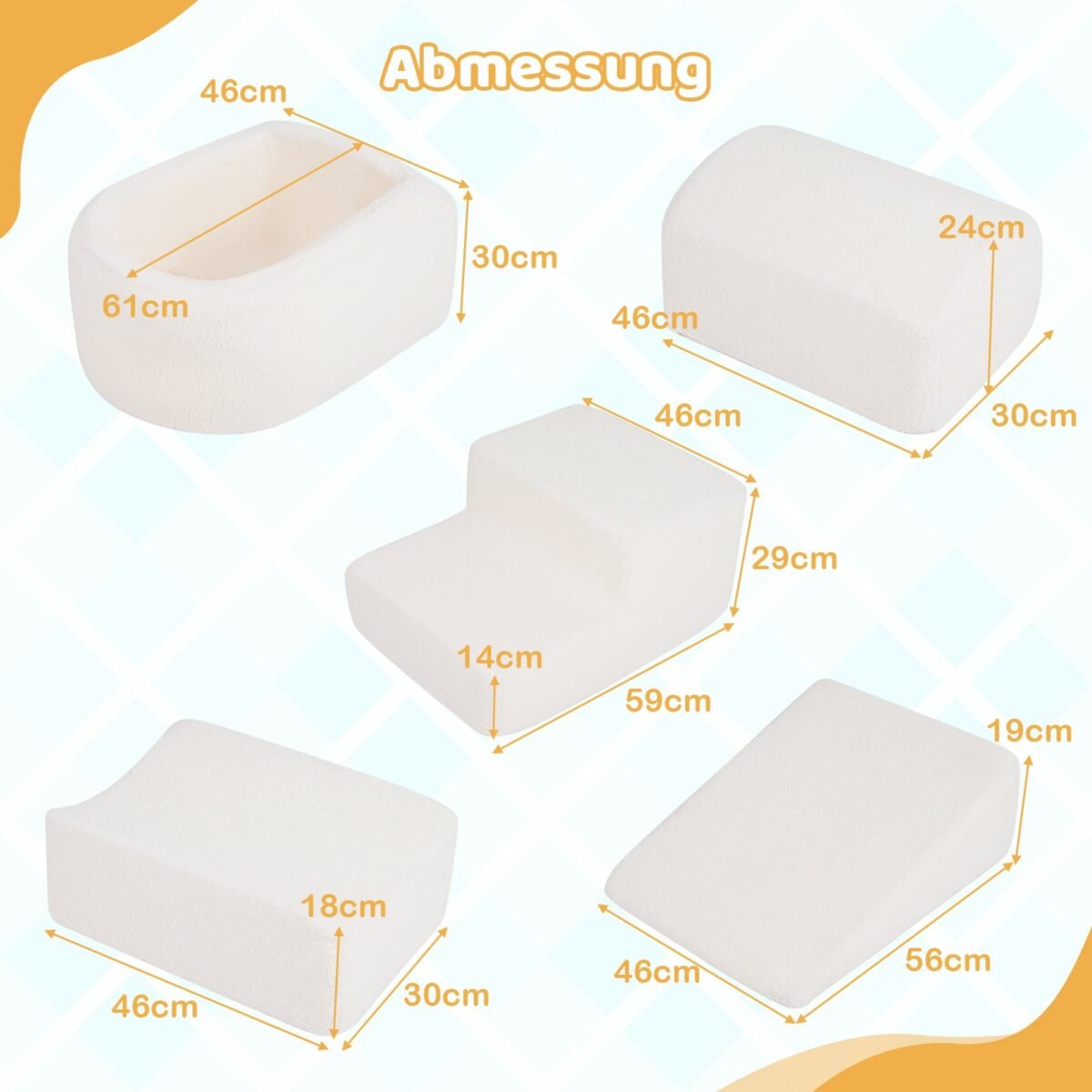 5 dalių putplasčio blokelių žaidimų rinkinys vaikams su kamuoliukų baseinu (Smėlio) – Paveikslėlis 2