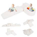 5 dalių putplasčio blokelių žaidimų rinkinys vaikams su kamuoliukų baseinu (Smėlio)