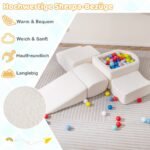 5 dalių putplasčio blokelių žaidimų rinkinys vaikams su kamuoliukų baseinu (Smėlio) – Paveikslėlis 4