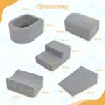 5 dalių putplasčio statybinių blokų rinkinys su kamuoliukų baseinu ir kordiniu užvalkalu (Pilka) – Paveikslėlis 2