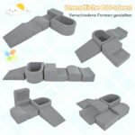 5 dalių putplasčio statybinių blokų rinkinys su kamuoliukų baseinu ir kordiniu užvalkalu (Pilka) – Paveikslėlis 3