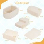 5 dalių putplasčio statybinių blokų rinkinys su kamuoliukų baseinu ir virveliniais užvalkalais (Smėlio) – Paveikslėlis 2