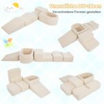 5 dalių putplasčio statybinių blokų rinkinys su kamuoliukų baseinu ir virveliniais užvalkalais (Smėlio) – Paveikslėlis 3