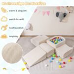 5 dalių putplasčio statybinių blokų rinkinys su kamuoliukų baseinu ir virveliniais užvalkalais (Smėlio) – Paveikslėlis 4