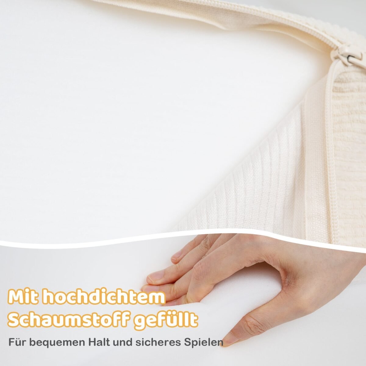 5 dalių putplasčio statybinių blokų rinkinys su kamuoliukų baseinu ir virveliniais užvalkalais (Smėlio) – Paveikslėlis 5