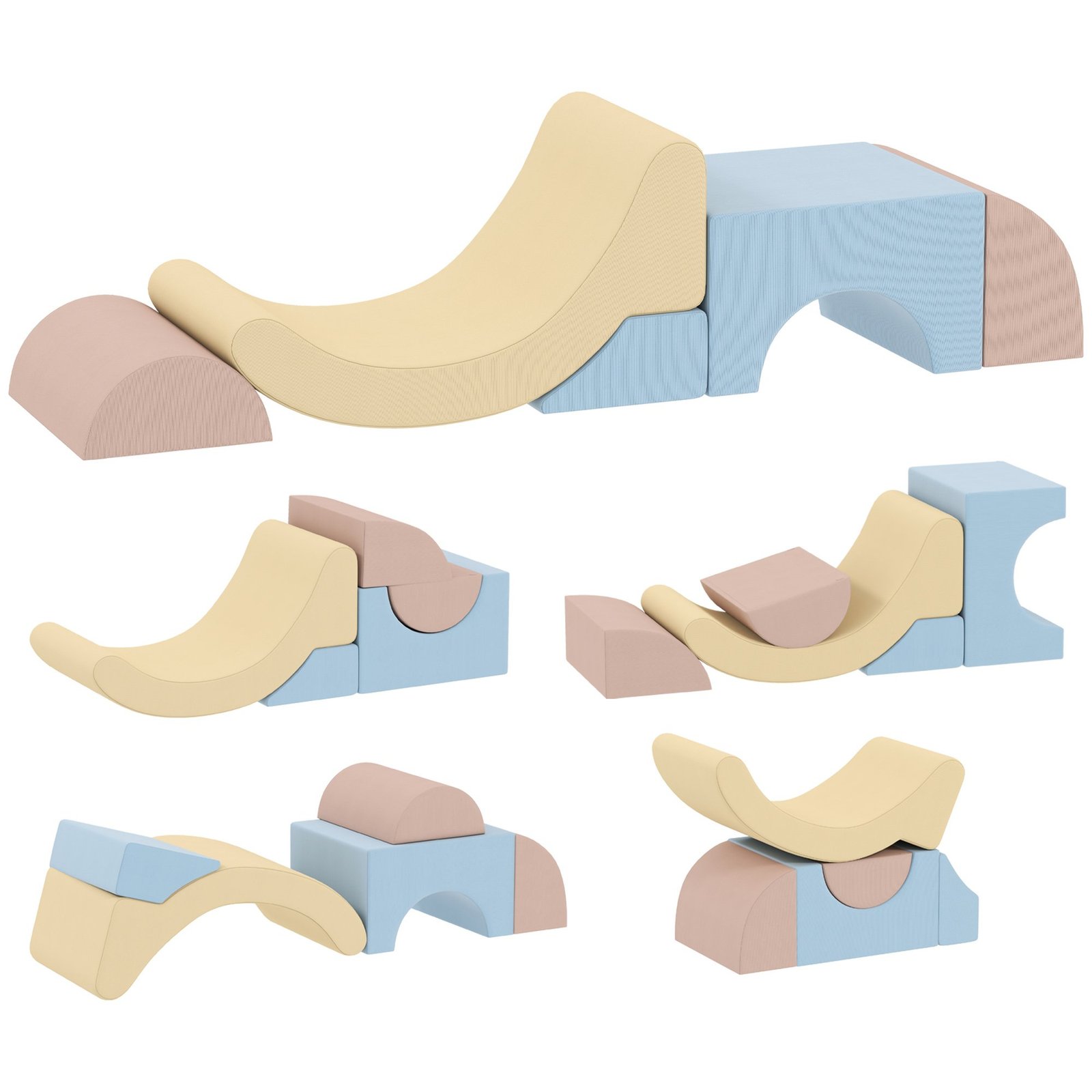 5 dalių putplasčio statybos blokų rinkinys su kordelino danga