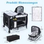 Daugiafunkcinė sulankstoma kūdikio lovytė-maniežas su vystymo stalu ir nešiojamu lopšeliu (Smėlio spalva) – Paveikslėlis 2