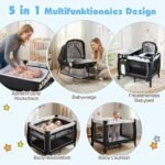 Daugiafunkcinė sulankstoma kūdikio lovytė-maniežas su vystymo stalu ir nešiojamu lopšeliu (Smėlio spalva) – Paveikslėlis 3