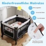 Daugiafunkcinė sulankstoma kūdikio lovytė-maniežas su vystymo stalu ir nešiojamu lopšeliu (Smėlio spalva) – Paveikslėlis 4