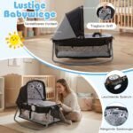 Daugiafunkcinė sulankstoma kūdikio lovytė-maniežas su vystymo stalu ir nešiojamu lopšeliu (Smėlio spalva) – Paveikslėlis 5