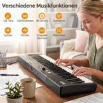 61 klavišų elektroninio pianino rinkinys su reguliuojamu stovu (Juoda) – Paveikslėlis 3