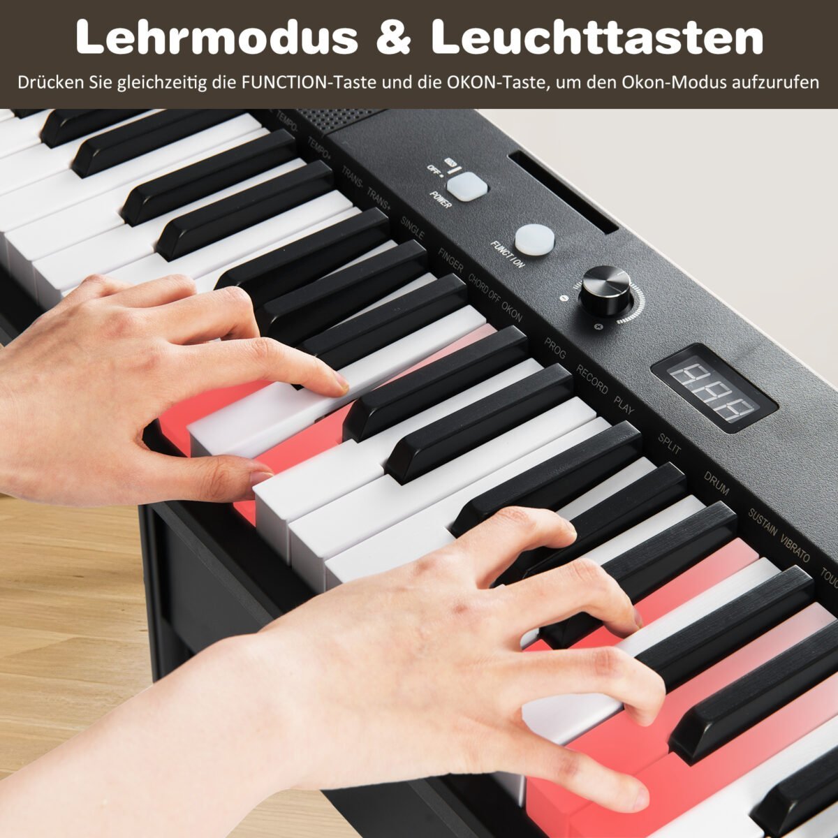 61 klavišų elektroninio pianino rinkinys su reguliuojamu stovu (Juoda) – Paveikslėlis 5