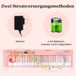 61 klavišų sulankstomas elektroninis pianinas su MIDI (Rožinė) – Paveikslėlis 3