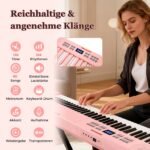 61 klavišų sulankstomas elektroninis pianinas su MIDI (Rožinė) – Paveikslėlis 4