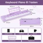 61 klavišų sulankstomas elektroninis sintezatorius su MIDI funkcija (Violetinė) – Paveikslėlis 2