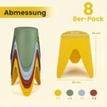 8 vnt. sukraunamos plastikinės taburetės be atlošo (Įvairiaspalvė) – Paveikslėlis 2