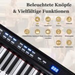 88 klavišų skaitmeninis pianinas su reguliuojamu stovu ir taburete (Juoda) – Paveikslėlis 3