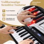 88 klavišų skaitmeninis pianinas su reguliuojamu stovu ir taburete (Juoda) – Paveikslėlis 4