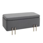 Aksominis suoliukas-daiktadėžė su metalinėmis kojomis