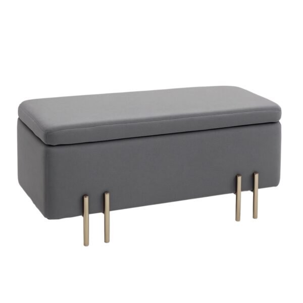 Aksominis suoliukas-daiktadėžė su metalinėmis kojomis